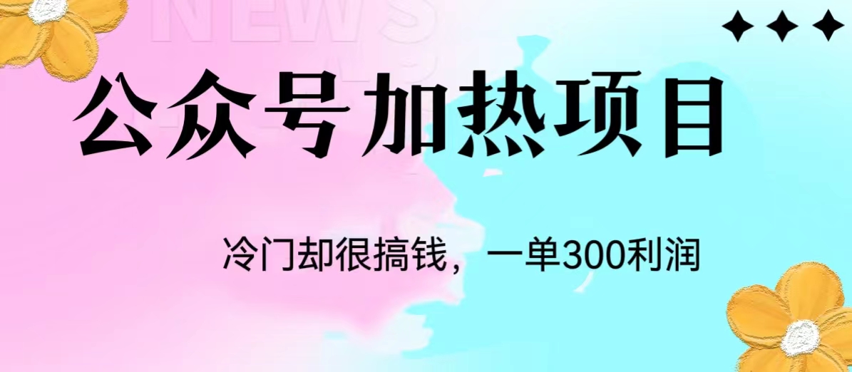 冷门公众号加热项目，每天1-2小时，一单100-300+网赚项目-副业赚钱-互联网创业-资源整合-副业项目非凡网